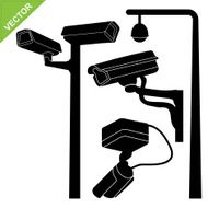 CCTV camera silhouettes vector