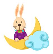 rabbit with moon on a white background vector
