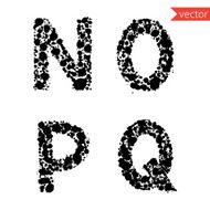 decorative letters N O P Q made from drops