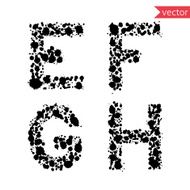 decorative letters E F G H made from blots N2