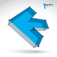 3d mesh trendy colorful backward arrow isolated on white backdrop