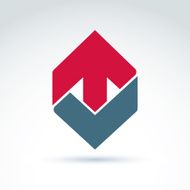 Vector abstract emblem with red up arrow ÂÂ direction sign N2