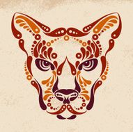 Puma tattoo illustration in vintage style
