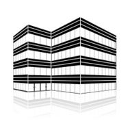 silhouette office building with an entrance and reflection N17