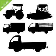 truck and tractor silhouettes vector