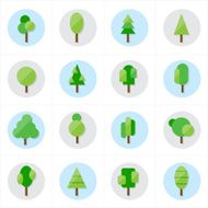 Flat Tree Icons Vector Illustration