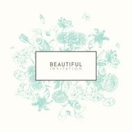 Trendy collection hand drawn flowers floral set