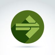 Vector abstract emblem with green arrow pointer Direction N2