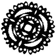 Handmade paper cut with scissors snowflake silhouettes