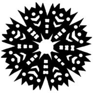 Handmade paper cut with scissors snowflake silhouettes N2