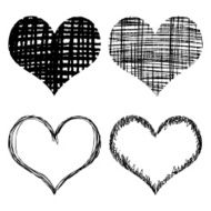 Hand-drawn sketch hearts for Valentines Day design N9