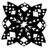 Handmade paper cut with scissors snowflake silhouettes N3