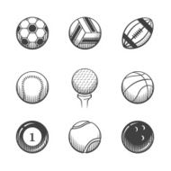 Collection of sport balls icons