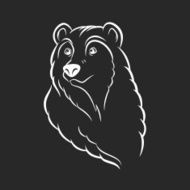Bear head logo template emblem on black background N2