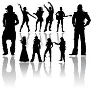 Dancing and Singing People&#039;s Silhouettes N2