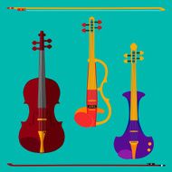 Set of different violins Classical violin electric violin with bows