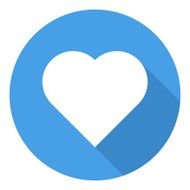 Heart blue round vector icon modern minimal flat design style N2