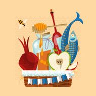 Happy Rosh Hashanah Jewish New Year Festive basket
