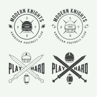 Vintage rugby and american football labels emblems logo