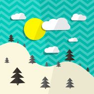 Retro Vector Flat Design Landscape Illustration