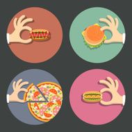 Vector set of icons fast food