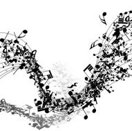 Musical notes in a row
