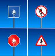 mic on traffic signs vector illustration