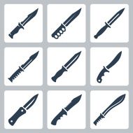 Combat knives vector icon set