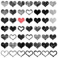 Hand-drawn sketch hearts for Valentines Day design N16