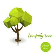 Green tree in low poly style Vector illustration