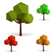 Set of trees in low poly style Vector illustration