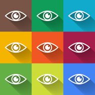 Icon of eye Colorful set Flat style