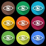 Icon of eye Colorful set Flat style N2