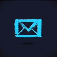 Drawn black silhouette of letter icon on dark background