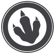 Black Dinosaur Paw Print In Circle