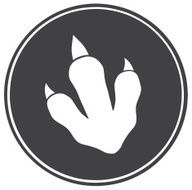 Black and White Dinosaur Paw Print In Circle