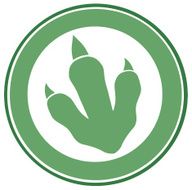 Green Dinosaur Paw Print In Circle