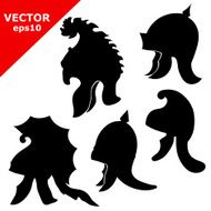 set of antique military helmets Vector illustration