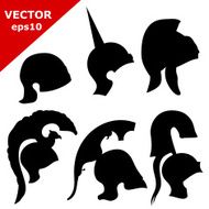 Set of silhouettes ancient helmets Vector illustration