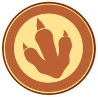 Brown Dinosaur Paw Print In Circle