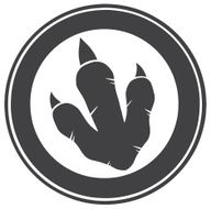 Black Dinosaur Paw Print Logo In Circle