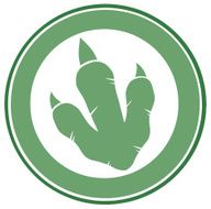 Green Dinosaur Paw Print Logo In Circle