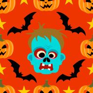 Seamless halloween background with Zombie N2