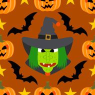 Seamless halloween background with Witch