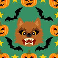 Seamless halloween background with Werewolf