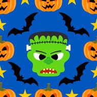 Seamless halloween background with Frankenstein N2