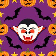 Seamless halloween background with Dracula