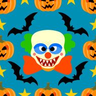 Seamless halloween background with Clown N2
