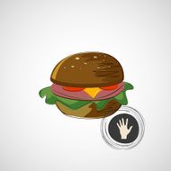 Sketch juicy and tasty burger vector icon