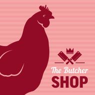 Chicken shop sign with silhouette of hen